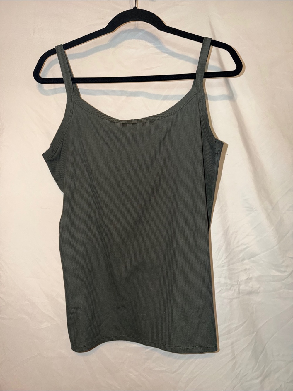No Boundaries Olive Ribbed Scoop Neck Tank Top